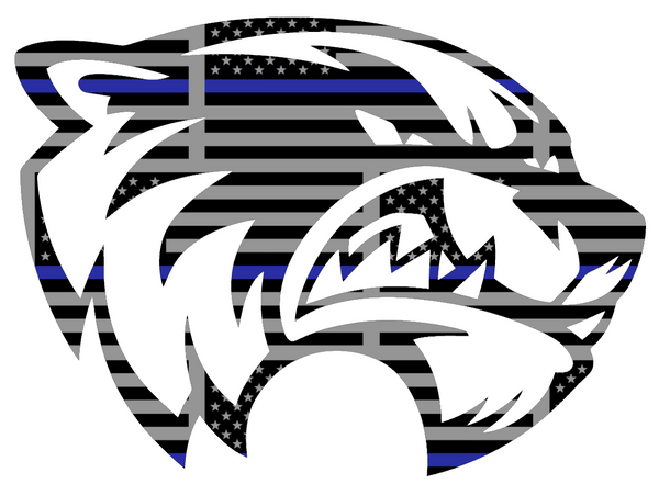 Utah Valley Wolverines Thin Blue Line American Flag Premium DieCut Vinyl Decal PICK SIZE