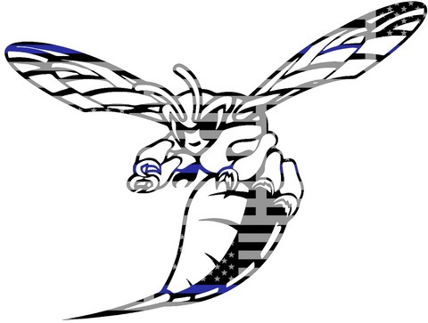 Delaware State Hornets Thin Blue Line American Flag Premium DieCut Vinyl Decal PICK SIZE