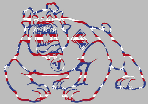 Fresno State Bulldogs Mascot Logo Stars & Stripes USA American Flag Vinyl Decal PICK SIZE