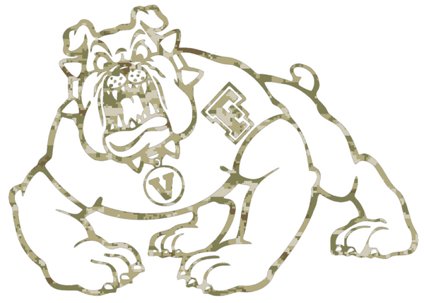 Fresno State Bulldogs Mascot Logo Salute to Service Camouflage Camo Vinyl Decal PICK SIZE