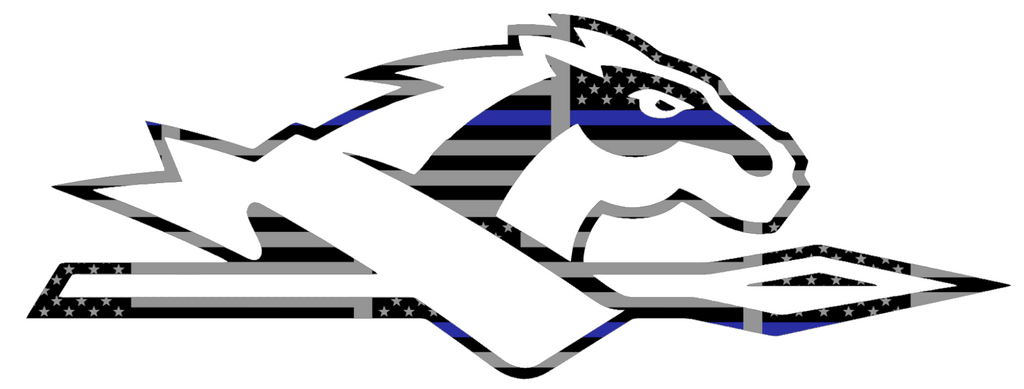 Longwood Lancers Team Logo Thin Blue Line American Flag Premium DieCut Vinyl Decal PICK SIZE