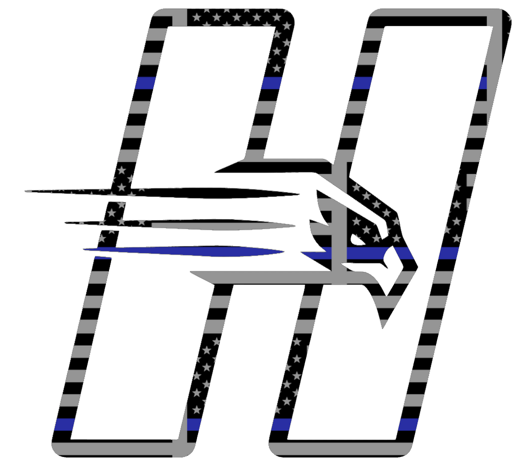Hartford Hawks Team Logo Thin Blue Line American Flag Premium DieCut Vinyl Decal PICK SIZE