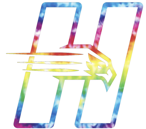 Hartford Hawks Team Logo Crucial Catch Cancer Tie Dye Vinyl Decal PICK SIZE