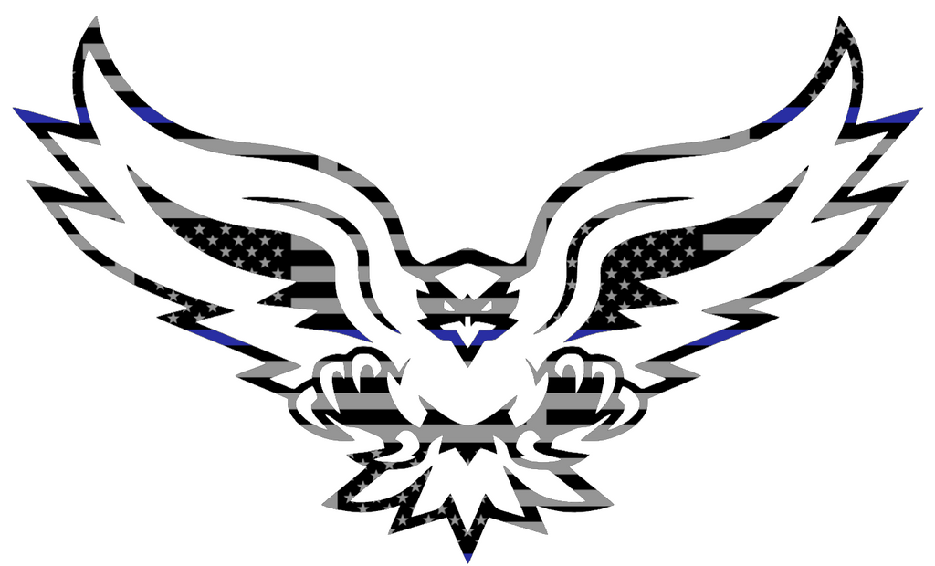 Hartford Hawks Mascot Logo Thin Blue Line American Flag Premium DieCut Vinyl Decal PICK SIZE
