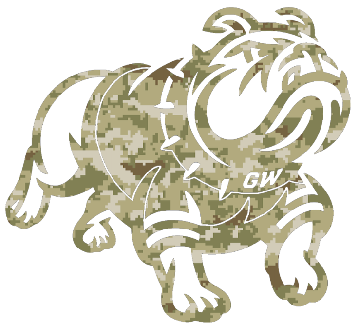 Gardner Webb Bulldogs Team Logo Salute to Service Camouflage Camo Vinyl Decal PICK SIZE