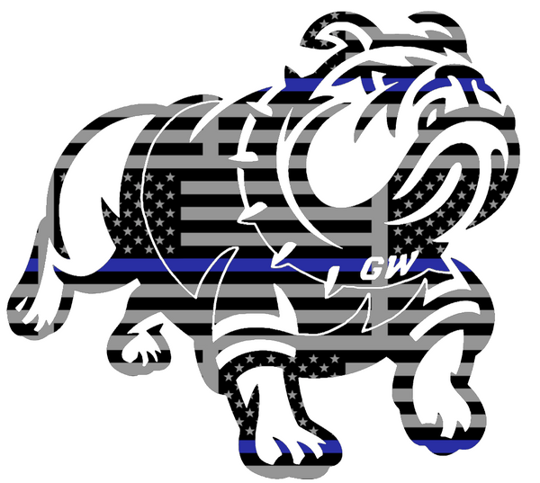 Gardner Webb Bulldogs Team Logo Thin Blue Line American Flag Premium DieCut Vinyl Decal PICK SIZE