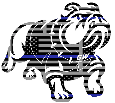 Gardner Webb Bulldogs Team Logo Thin Blue Line American Flag Premium DieCut Vinyl Decal PICK SIZE
