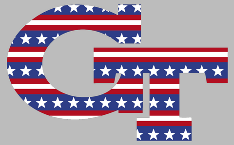 Georgia Tech Yellow Jackets Team Logo Stars & Stripes USA American Flag Vinyl Decal PICK SIZE