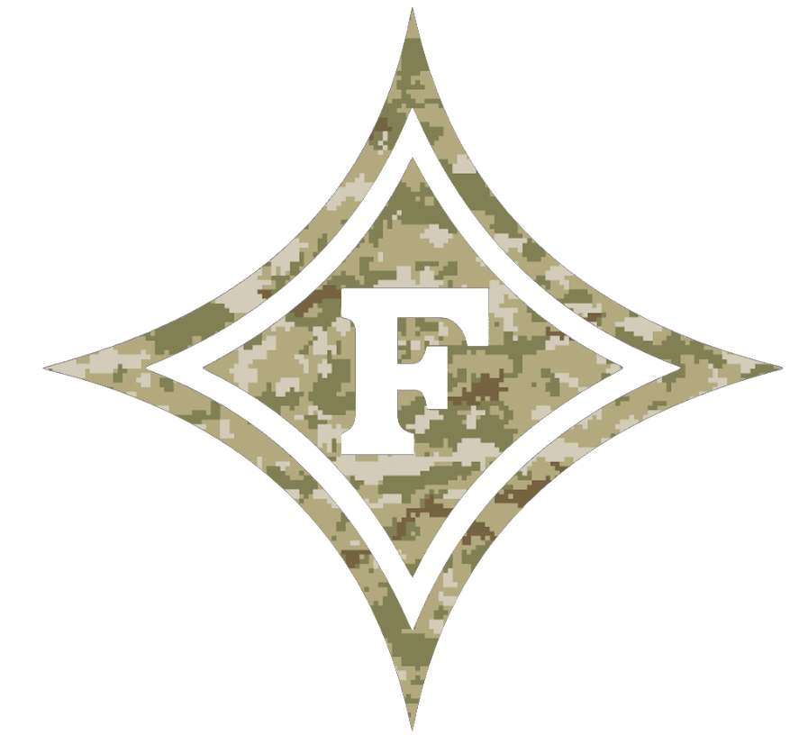 Furman Paladins Team Logo Salute to Service Camouflage Camo Vinyl Decal PICK SIZE