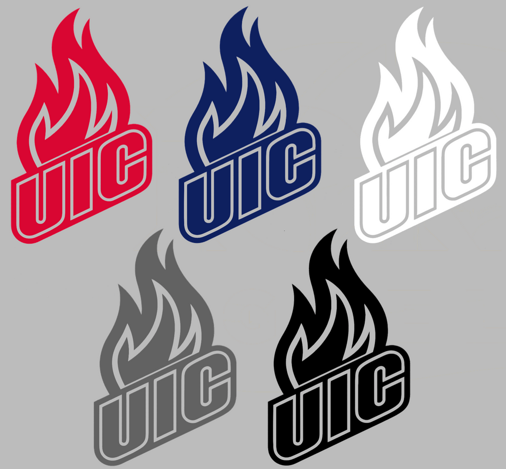 Illinois Chicago Flames Retro Throwback Logo Premium DieCut Vinyl Decal PICK COLOR & SIZE