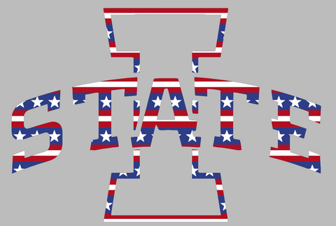 Iowa State Cyclones Team Logo Stars & Stripes USA American Flag Vinyl Decal PICK SIZE