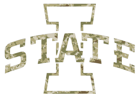 Iowa State Cyclones Team Logo Salute to Service Camouflage Camo Vinyl Decal PICK SIZE