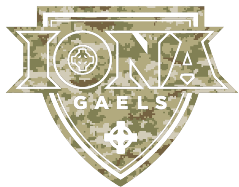 Iona Gaels Team Logo Salute to Service Camouflage Camo Vinyl Decal PICK SIZE