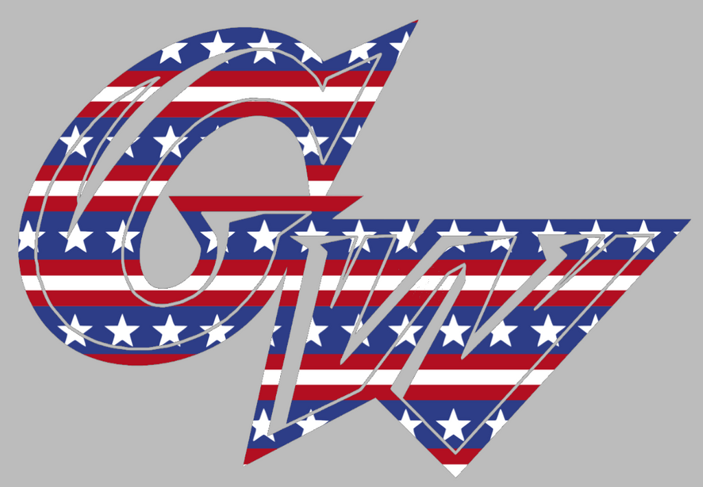 George Washington Colonials Team Logo Stars & Stripes USA American Flag Vinyl Decal PICK SIZE