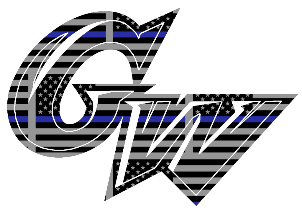 George Washington Colonials Team Logo Thin Blue Line American Flag Premium DieCut Vinyl Decal PICK SIZE