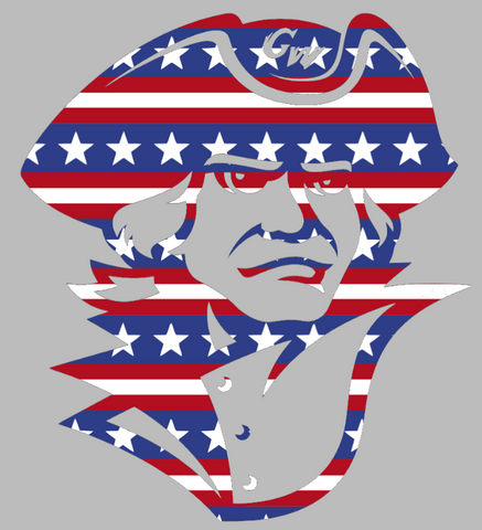 George Washington Colonials Mascot Logo Stars & Stripes USA American Flag Vinyl Decal PICK SIZE
