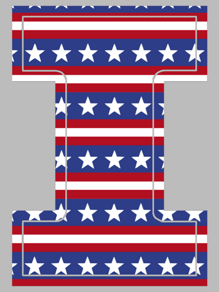 Illinois Fighting Illini Team Logo Stars & Stripes USA American Flag Vinyl Decal PICK SIZE