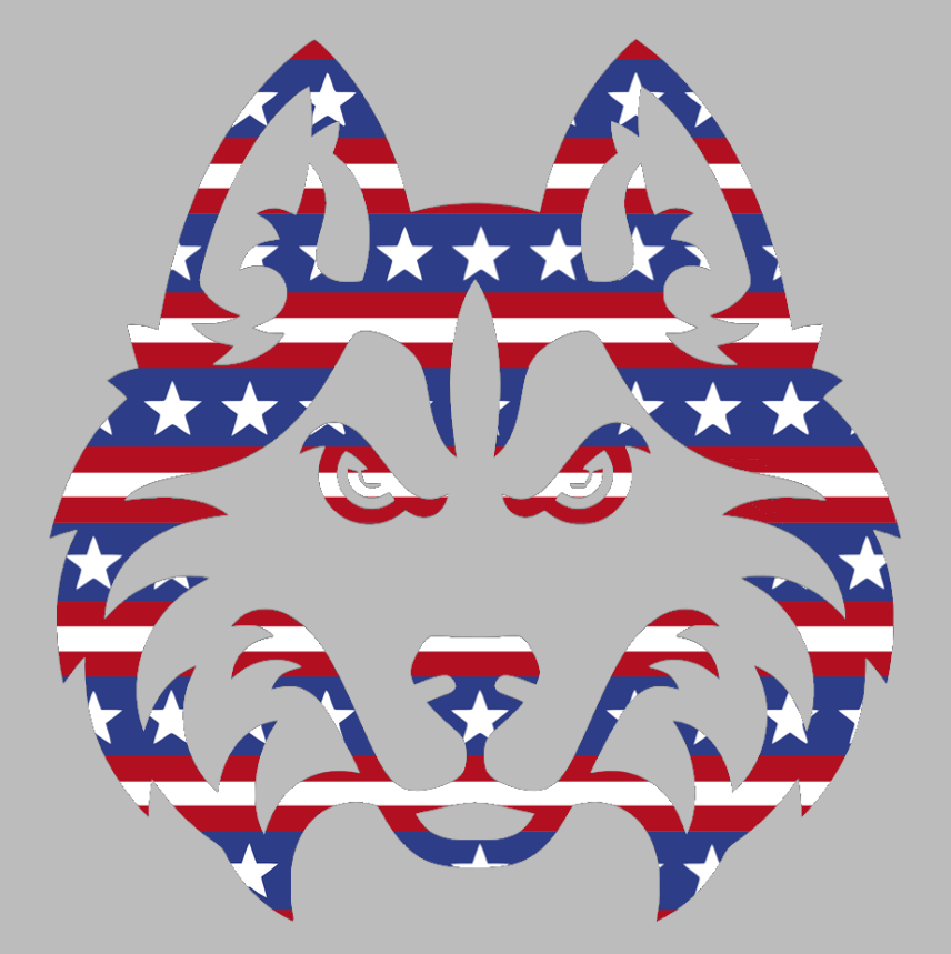 Houston Christian Huskies Team Logo Stars & Stripes USA American Flag Vinyl Decal PICK SIZE