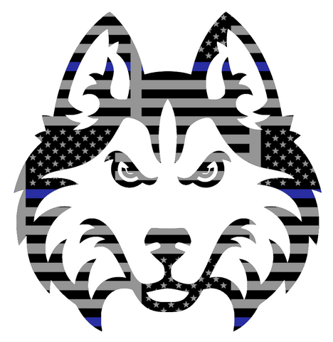 Houston Christian Huskies Team Logo Thin Blue Line American Flag Premium DieCut Vinyl Decal PICK SIZE