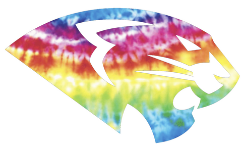 High Point Panthers Mascot Logo Crucial Catch Cancer Tie Dye Vinyl Decal PICK SIZE
