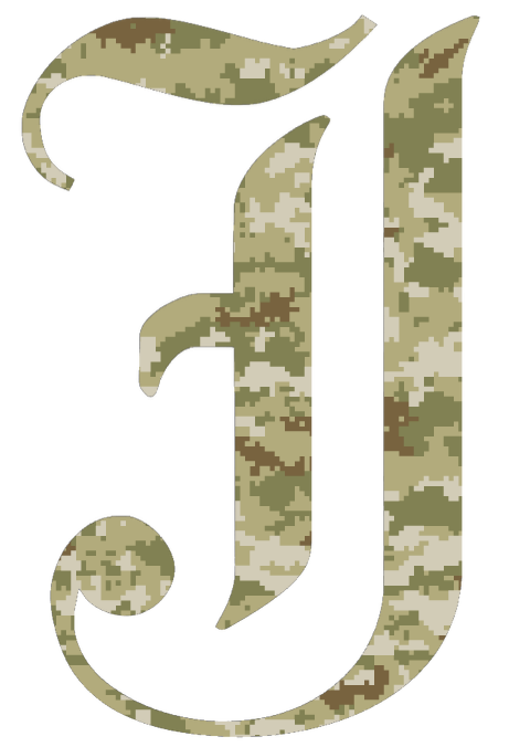 Jacksonville State Gamecocks J Logo Salute to Service Camouflage Camo Vinyl Decal PICK SIZE