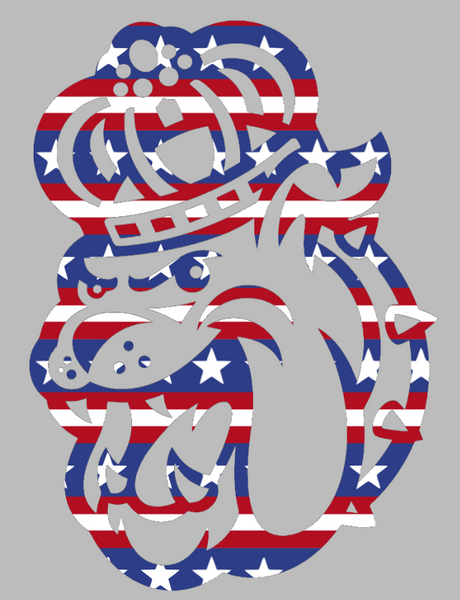 James Madison Dukes Mascot Head Logo Stars & Stripes USA American Flag Vinyl Decal PICK SIZE