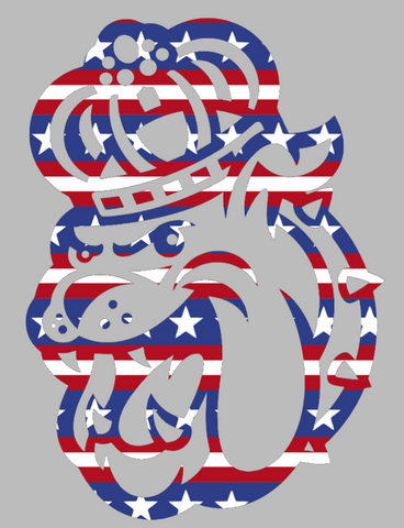 James Madison Dukes Mascot Head Logo Stars & Stripes USA American Flag Vinyl Decal PICK SIZE