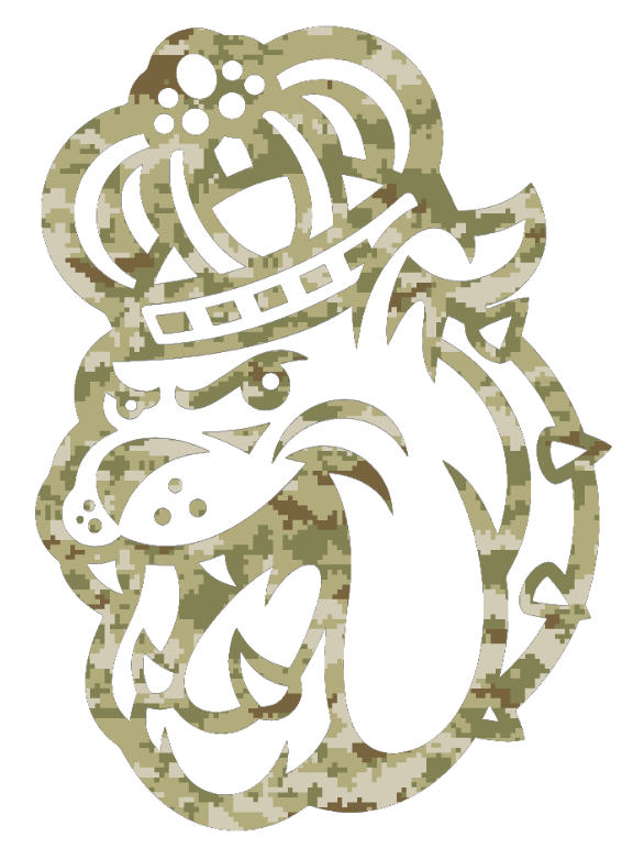 James Madison Dukes Mascot Head Logo Salute to Service Camouflage Camo Vinyl Decal PICK SIZE