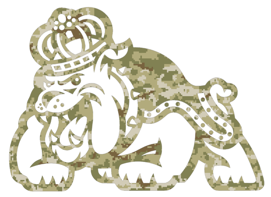 James Madison Dukes Mascot Logo Salute to Service Camouflage Camo Vinyl Decal PICK SIZE