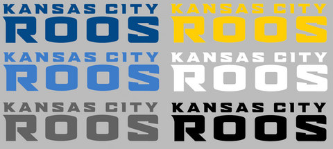 Kansas City Roos Team Name Logo Premium DieCut Vinyl Decal PICK COLOR & SIZE