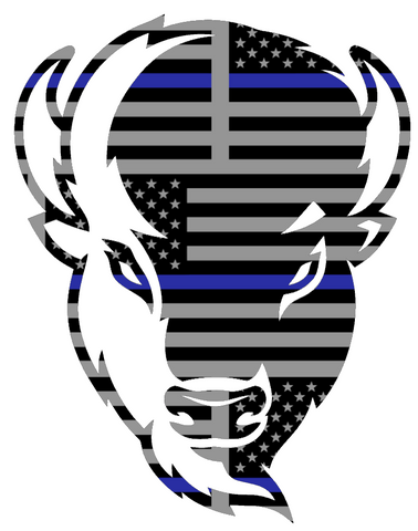 Lipscomb Bison Mascot Logo Thin Blue Line American Flag Premium DieCut Vinyl Decal PICK SIZE