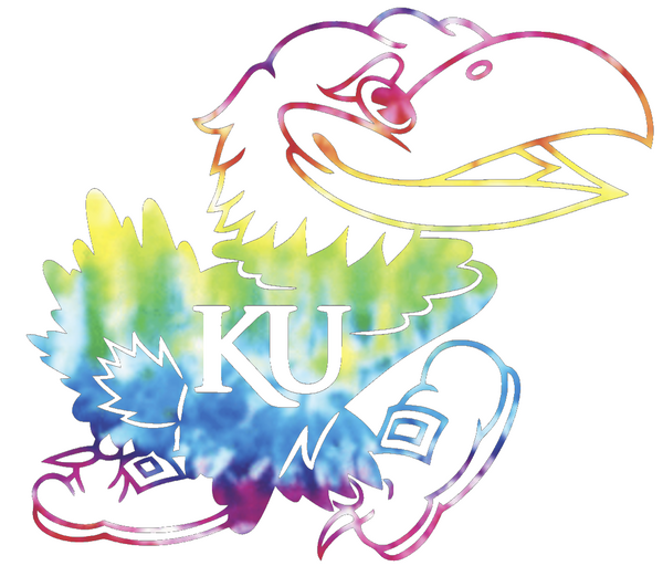 Kansas Jayhawks Team Logo Crucial Catch Cancer Tie Dye Vinyl Decal PICK SIZE