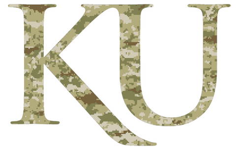 Kansas Jayhawks KU Logo Salute to Service Camouflage Camo Vinyl Decal PICK SIZE