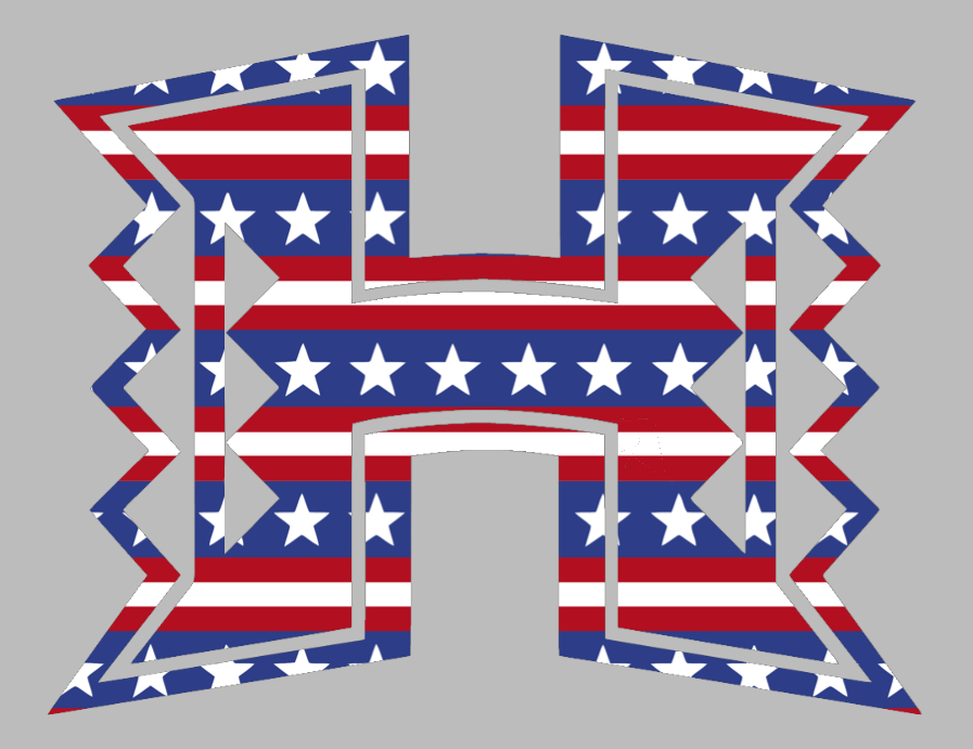 Hawaii Warriors Team Logo Stars & Stripes USA American Flag Vinyl Decal PICK SIZE