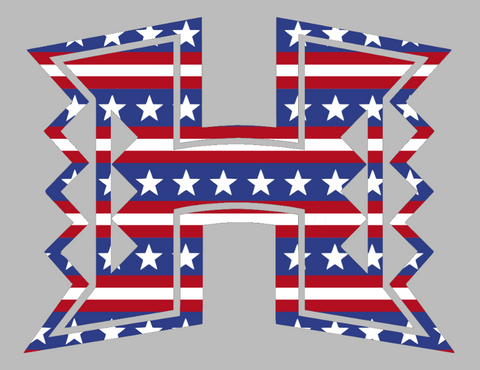 Hawaii Warriors Team Logo Stars & Stripes USA American Flag Vinyl Decal PICK SIZE