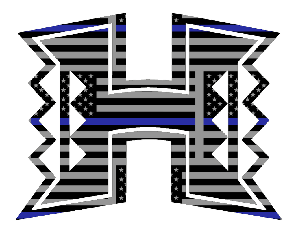 Hawaii Warriors Team Logo Thin Blue Line American Flag Premium DieCut Vinyl Decal PICK SIZE