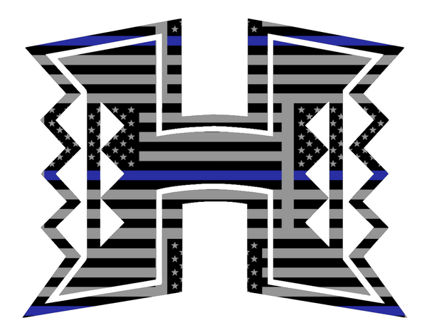 Hawaii Warriors Team Logo Thin Blue Line American Flag Premium DieCut Vinyl Decal PICK SIZE