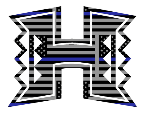 Hawaii Warriors Team Logo Thin Blue Line American Flag Premium DieCut Vinyl Decal PICK SIZE