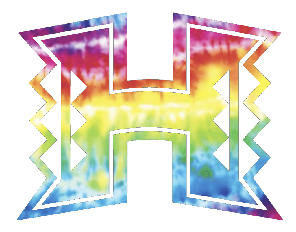Hawaii Warriors Team Logo Crucial Catch Cancer Tie Dye Vinyl Decal PICK SIZE