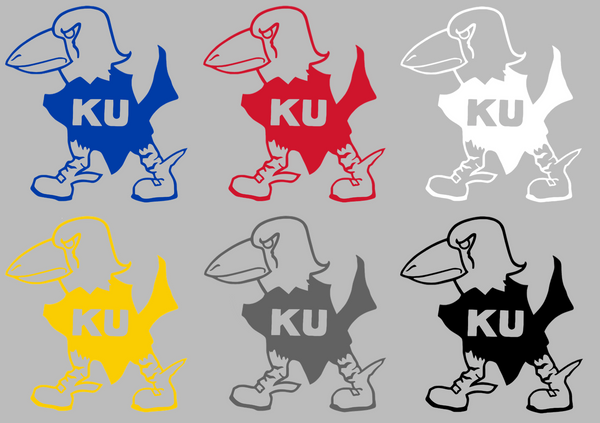 Kansas Jayhawks Retro Throwback Logo Premium DieCut Vinyl Decal PICK COLOR & SIZE