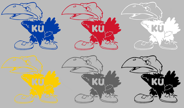 Kansas Jayhawks Retro Throwback Logo Premium DieCut Vinyl Decal PICK COLOR & SIZE