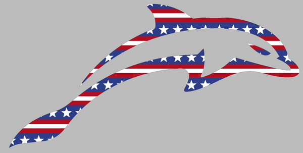 Jacksonville Dolphins Mascot Logo Stars & Stripes USA American Flag Vinyl Decal PICK SIZE