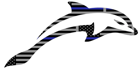 Jacksonville Dolphins Mascot Logo Thin Blue Line American Flag Premium DieCut Vinyl Decal PICK SIZE