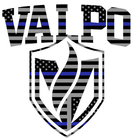 Valparaiso Valpo Beacons Team Logo Thin Blue Line American Flag Premium DieCut Vinyl Decal PICK SIZE