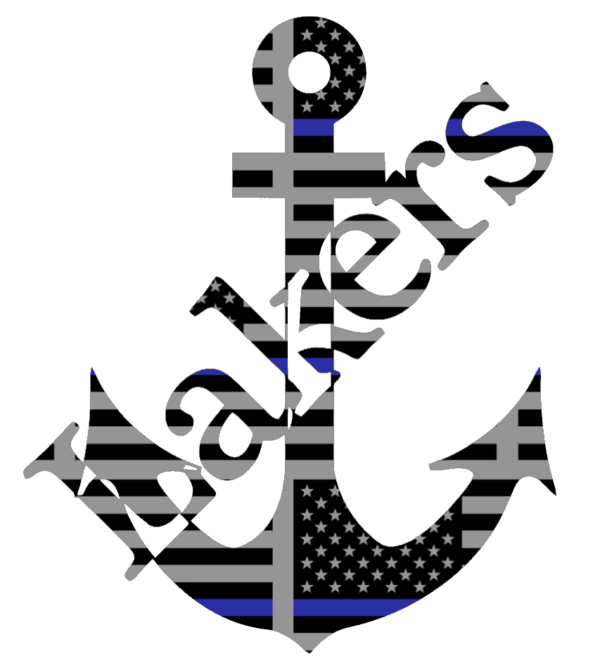 Lake Superior State Lakers Team Logo Thin Blue Line American Flag Premium DieCut Vinyl Decal PICK SIZE