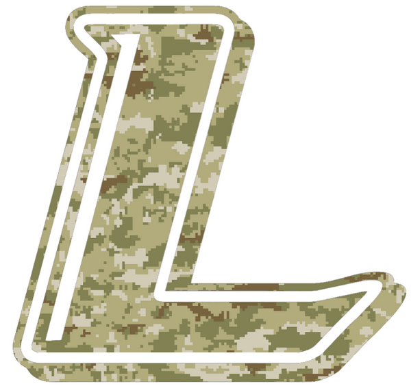 Le Moyne Dolphins L Logo Salute to Service Camouflage Camo Vinyl Decal PICK SIZE