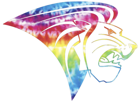 Lindenwood Lions Team Logo Crucial Catch Cancer Tie Dye Vinyl Decal PICK SIZE