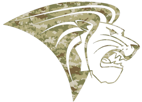 Lindenwood Lions Team Logo Salute to Service Camouflage Camo Vinyl Decal PICK SIZE