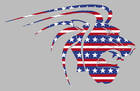 Lindenwood Lions Alternate Logo Stars & Stripes USA American Flag Vinyl Decal PICK SIZE