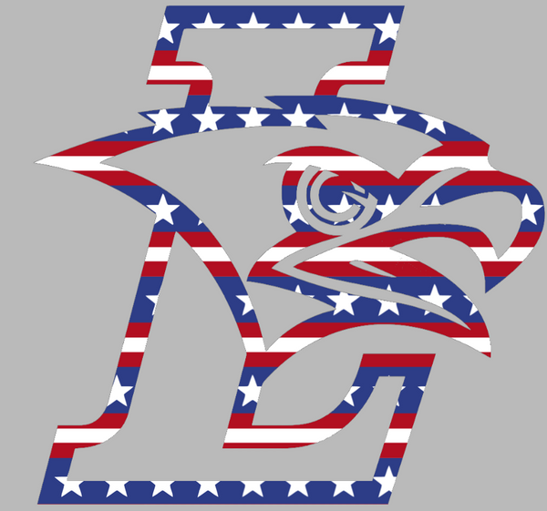 Lehigh Mountain Hawks Team Logo Stars & Stripes USA American Flag Vinyl Decal PICK SIZE